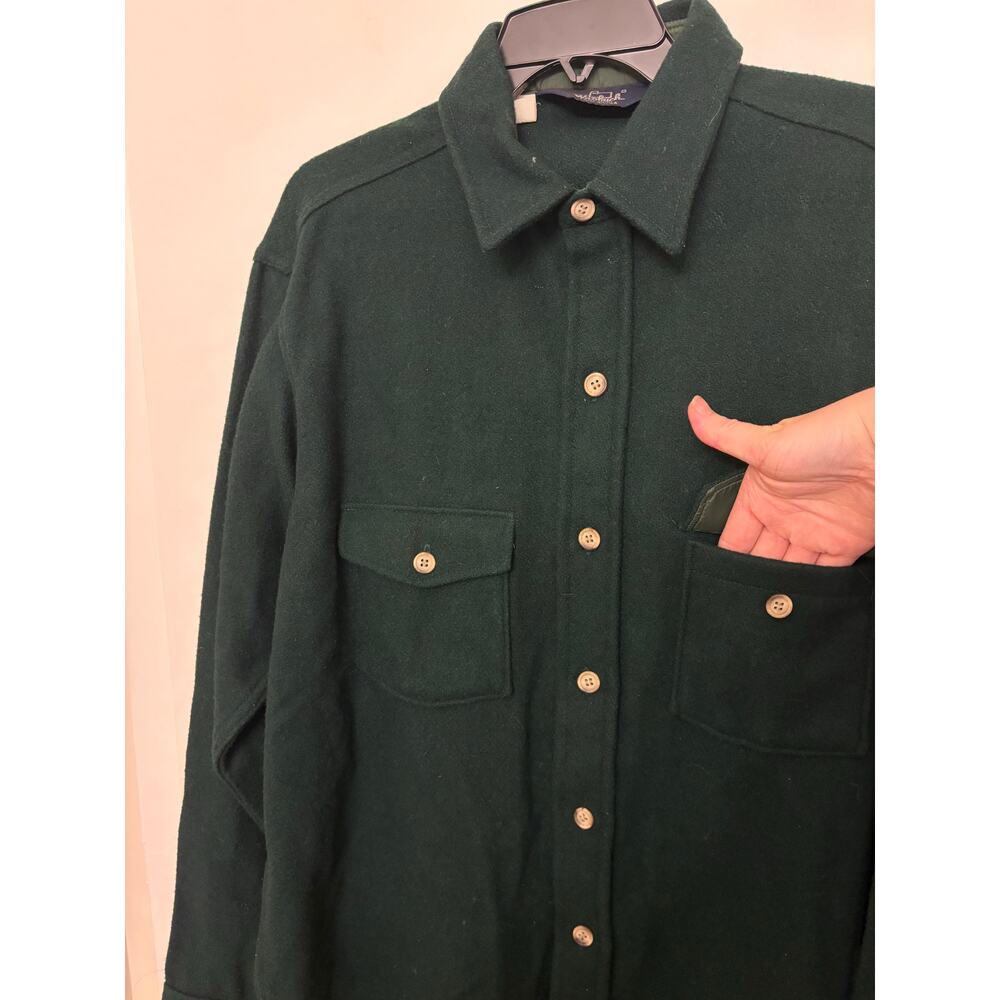 Vintage 80s Woolrich CPO Wool Shirt Jacket Forest Green Made in USA L - Picture 3 of 7